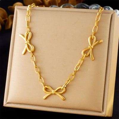 Collar moños, acero inoxidable, Bafy joyeria.