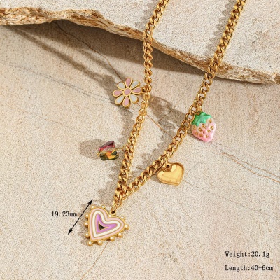A G O T A D O   Collar charms  corazón esmaltado, acero inoxidable Bafy joyeria.