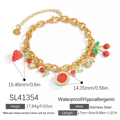 Pulsera multi chamrs sandia, acero inoxidable Bafy joyeria.