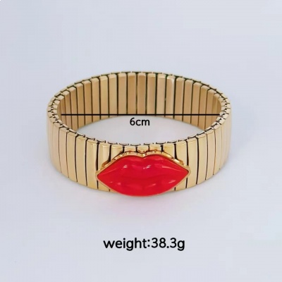 Pulsera elástica labios rojos, acero inoxidable, Bafy joyeria.