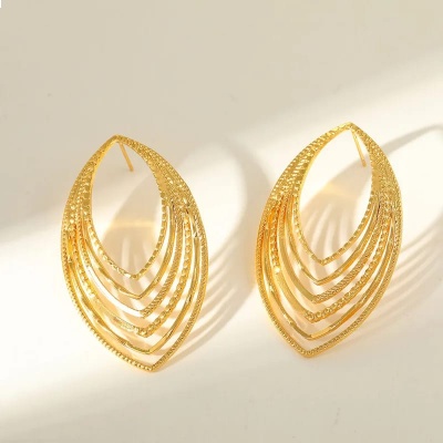 Aretes  ovalados  huecos, acero inoxidable, Bafy joyeria.