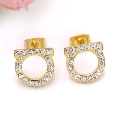 Aretes con circonias, acero inoxidable, Bafy joyeria.