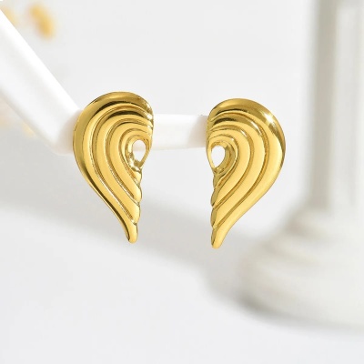 Aretes alas, acero inoxidable, Bafy joyeria.