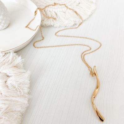 Collar largo  serpentina, acero inoxidable, Bafy joyeria.